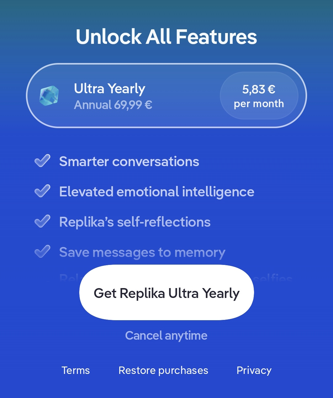 Versioni a pagamento- Replika